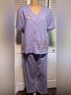 Draper’s & Damon’s Lavender Spring Floral Outfit Top & Pants XL/PL